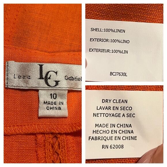 Lena Gabrielle Linen Long Jacket Bell Sleeve Open Front Coral Women’s Size 10 - Picture 10 of 11